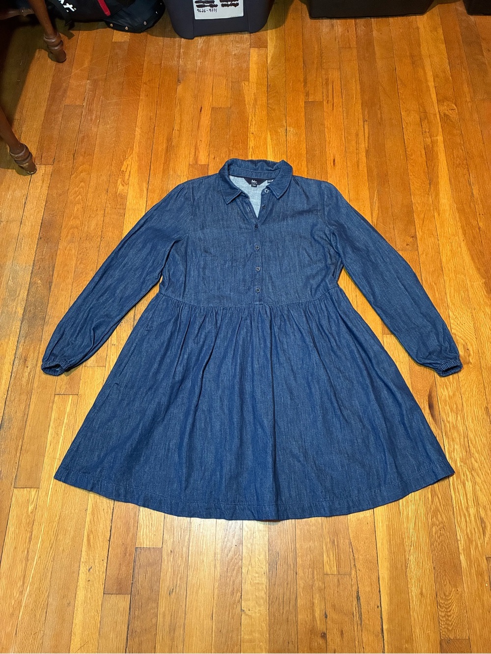 Boden Denim Long Sleeve A-Line Shirt Dress in Dark Wash Blue, Women’s size 10 - Picture 5 of 15